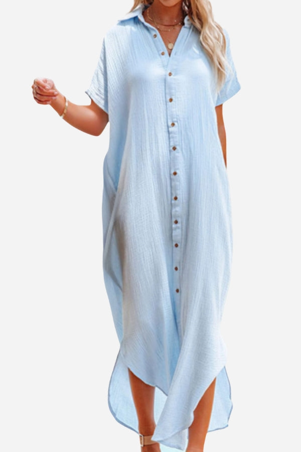Full-length Button-down Beach Cover-up