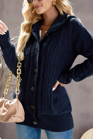 Knitted Cardigan Sweater with Hood