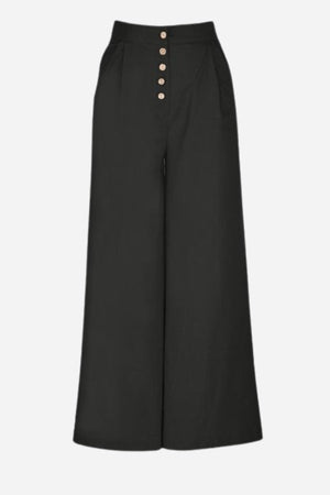 Button Front High Waist Palazzo Pants
